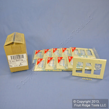 Leviton 80411-NI Ivory 3-Gang Decora GFI Unbreakable Nylon Wallplate Cover 10pcs