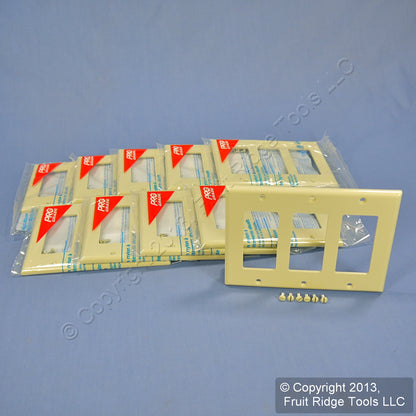 Leviton 80411-NI Ivory 3-Gang Decora GFI Unbreakable Nylon Wallplate Cover 10pcs