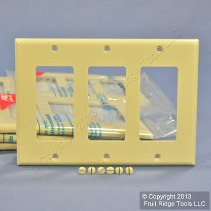 Leviton 80411-NI Ivory 3-Gang Decora GFI Unbreakable Nylon Wallplate Cover 10pcs