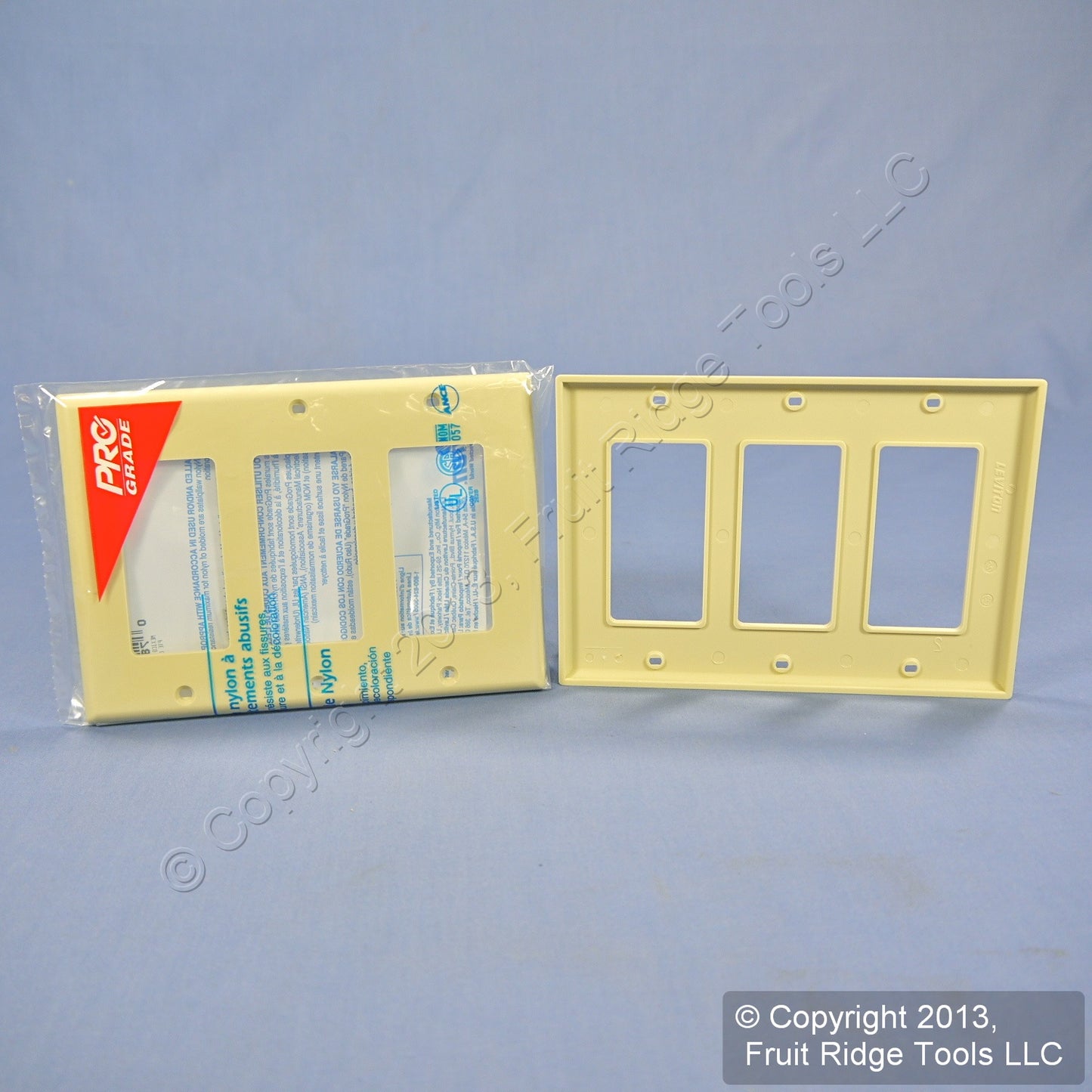 Leviton 80411-NI Ivory 3-Gang Decora GFI Unbreakable Nylon Wallplate Cover 10pcs