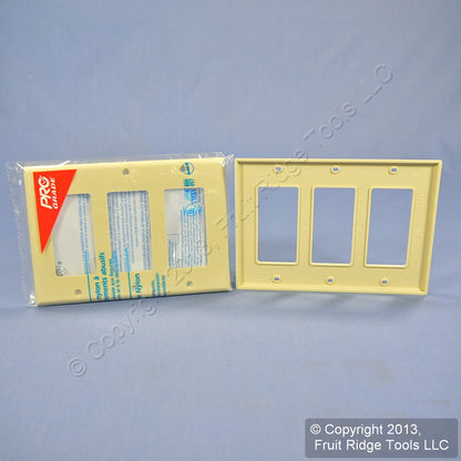 Leviton 80411-NI Ivory 3-Gang Decora GFI Unbreakable Nylon Wallplate Cover 10pcs
