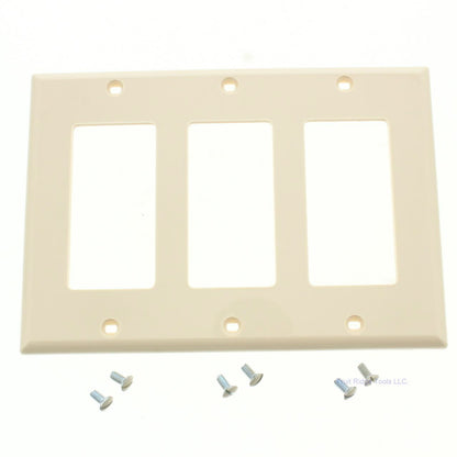Leviton 80411-NI Ivory 3-Gang Decora Unbreakable Nylon Standard Wallplate Cover