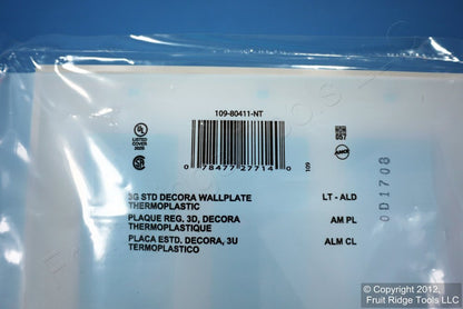 Leviton 84011-NT Light Almond 3-Gang Decora Unbreakable Nylon Wallplate Cover