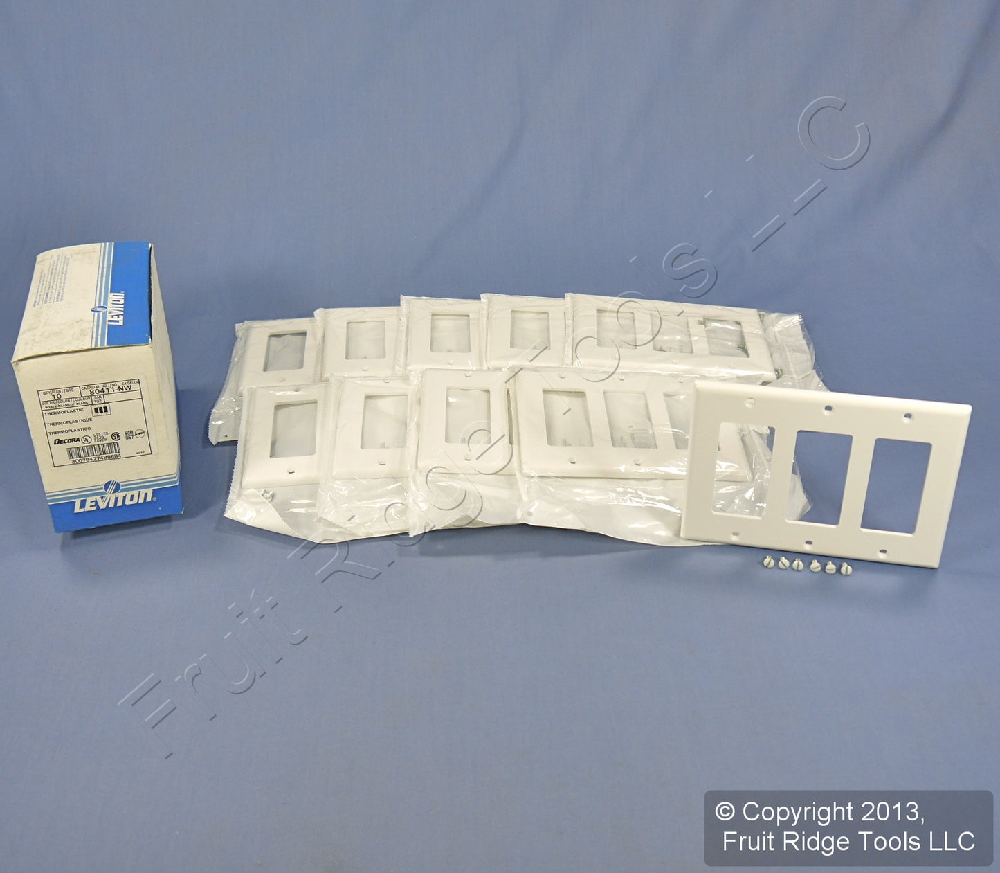 Leviton 80411-NW White 3-Gang Decora GFI Unbreakable Nylon Wallplate Cover 10pcs