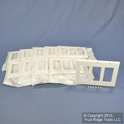 Leviton 80411-NW White 3-Gang Decora GFI Unbreakable Nylon Wallplate Cover 10pcs