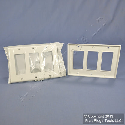 Leviton 80411-NW White 3-Gang Decora GFI Unbreakable Nylon Wallplate Cover 10pcs