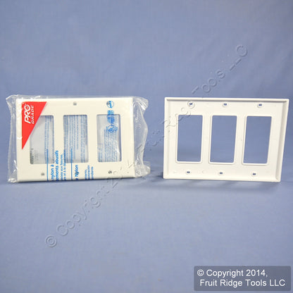 Leviton 80411-NW White Decora 3G Flush Unbreakable Wallplate GFCI Covers 50-Pack