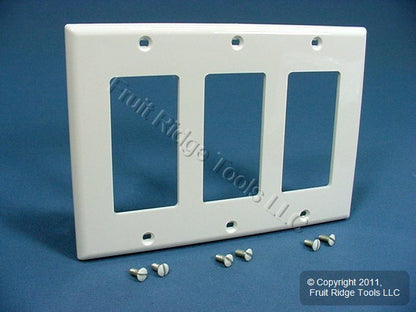 Leviton White Decora 3-Gang Flush Unbreakable Wallplate Gfci Gfi Cover 80411-NW