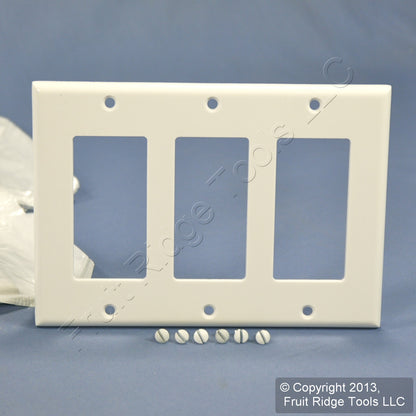 Leviton 80411-W White 3-Gang Plastic Decora GFCI Standard Wallplate Covers 10pcs