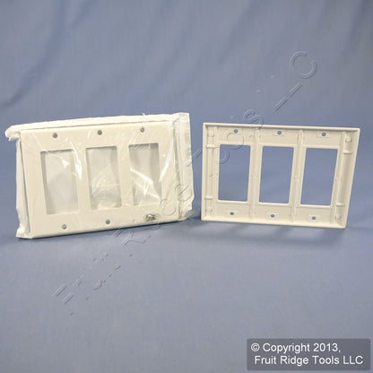 Leviton 80411-W White 3-Gang Plastic Decora GFCI Standard Wallplate Covers 10pcs