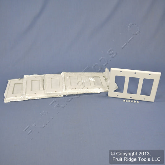 Leviton 80411-W White 3-Gang Decora GFCI Plastic Standard Wallplate Covers 5pcs