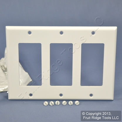 Leviton 80411-W White 3-Gang Decora GFCI Plastic Standard Wallplate Covers 5pcs