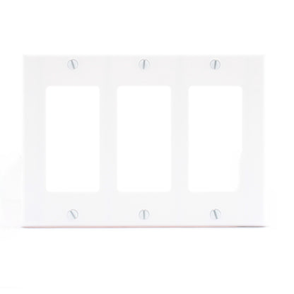 Leviton 80411-W White 3-Gang Decora GFCI GFI Plastic Standard Wallplate Cover