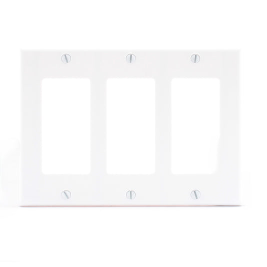 Leviton 80411-W White 3-Gang Decora GFCI GFI Plastic Standard Wallplate Cover
