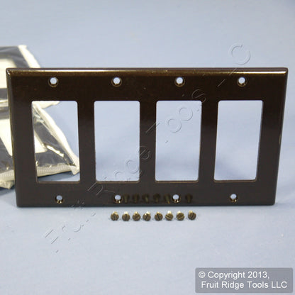 Leviton 80412 Brown 4-Gang 4-Decora GFCI Plastic Standard Wallplate Covers 10pcs