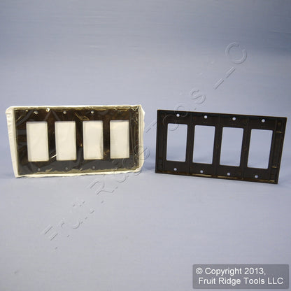 Leviton 80412 Brown 4-Gang 4-Decora GFCI Plastic Standard Wallplate Covers 10pcs