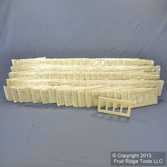 Leviton 80412-A Almond 4-Gang 4-Decora Plastic Standard Wallplate Cover 100-pack