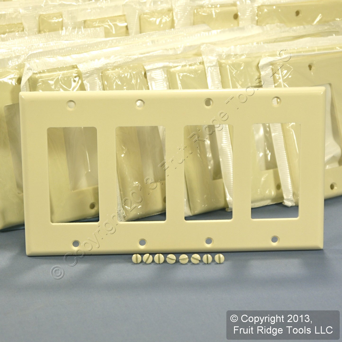 Leviton 80412-A Almond 4-Gang 4-Decora Plastic Standard Wallplate Cover 100-pack