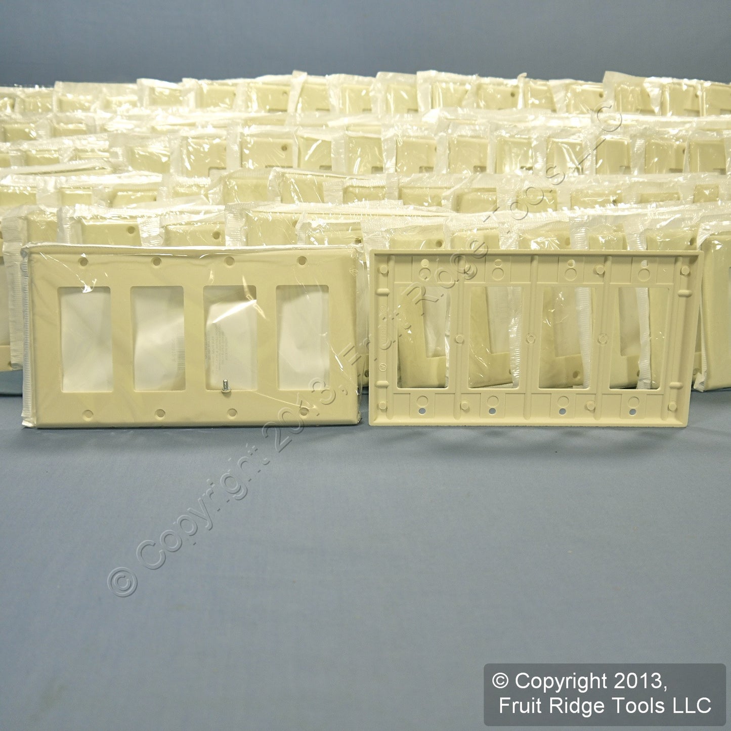 Leviton 80412-A Almond 4-Gang 4-Decora Plastic Standard Wallplate Cover 100-pack