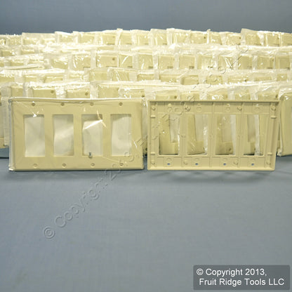 Leviton 80412-A Almond 4-Gang 4-Decora Plastic Standard Wallplate Cover 100-pack