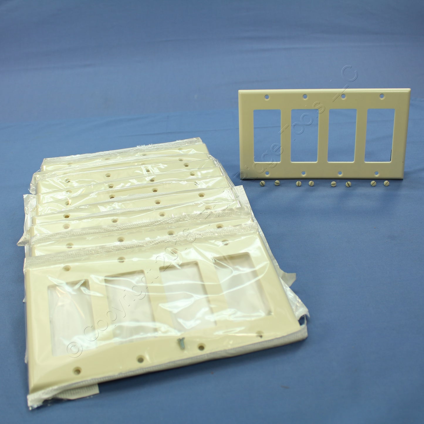 Leviton 80412-A Almond 4-Gang 4-Decora Plastic Standard Wallplate Cover 10-pack