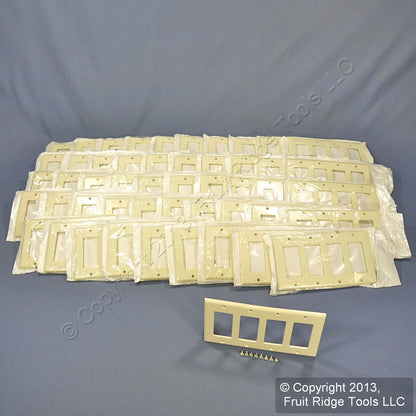Leviton 80412-A Almond Decora GFCI 4-Gang Wallplate Covers Standard Size 50-Pack