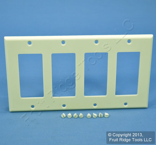 Leviton 80412-A Almond 4-Gang GFCI GFI Decora Plastic Standard Wallplate Cover