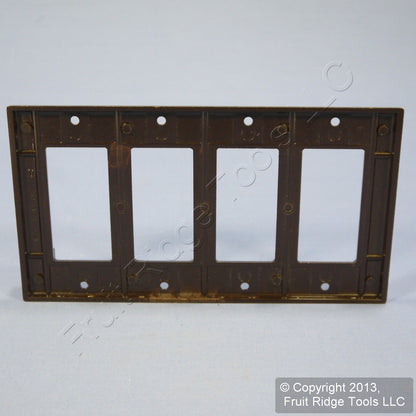 Leviton 80412 Brown 4-Gang Plastic Decora GFCI GFI Standard Wallplate Cover