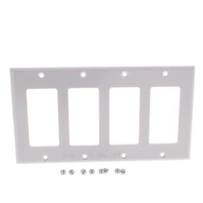 Leviton Gray Decora 4-Gang Wallplate GFCI GFI Plastic Cover Thermoset 80412-GY