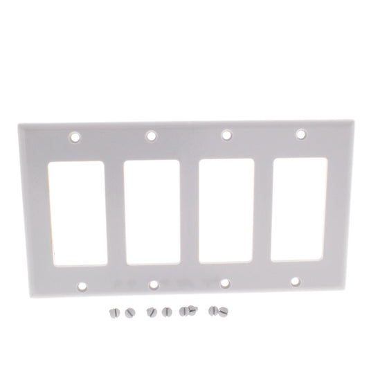 Leviton Gray Decora 4-Gang Wallplate GFCI GFI Plastic Cover Thermoset 80412-GY