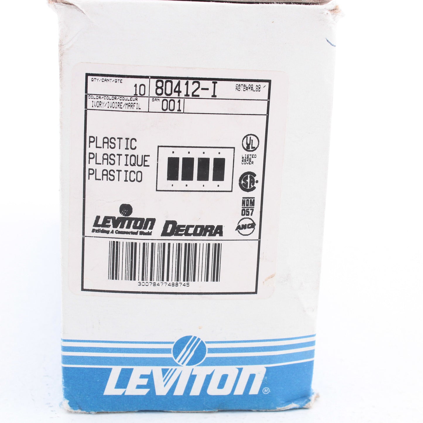 Leviton 80412-I Ivory Decora GFCI 4-Gang Wallplate Thermoset Covers 10-Pack