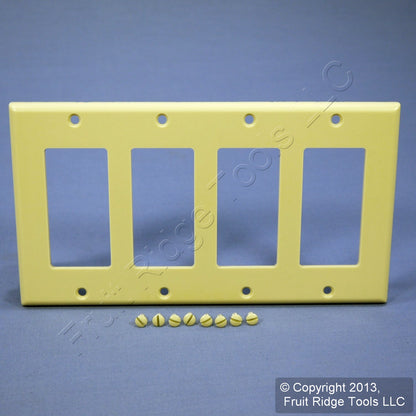 Leviton 80412-I Ivory 4-Gang Decora GFCI GFI Plastic Standard Wallplate Cover
