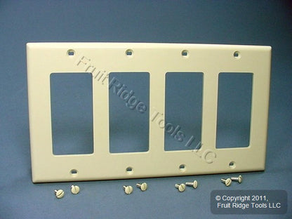 Leviton 80412-NA Almond 4-Gang 4-Decora GFI Unbreakable Standard Wallplate Cover