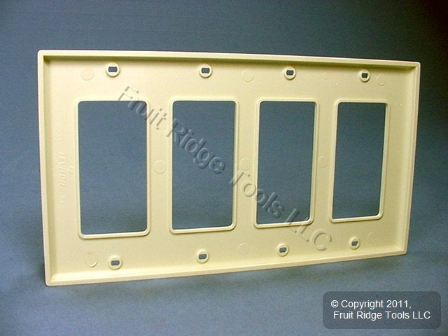 Leviton 80412-NA Almond 4-Gang 4-Decora GFI Unbreakable Standard Wallplate Cover
