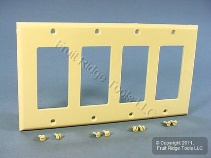 Leviton 80412-NI Ivory 4-Gang Decora Unbreakable Nylon Standard Wallplate Cover