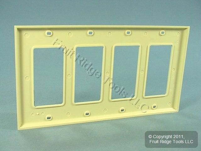 Leviton 80412-NI Ivory 4-Gang Decora Unbreakable Nylon Standard Wallplate Cover