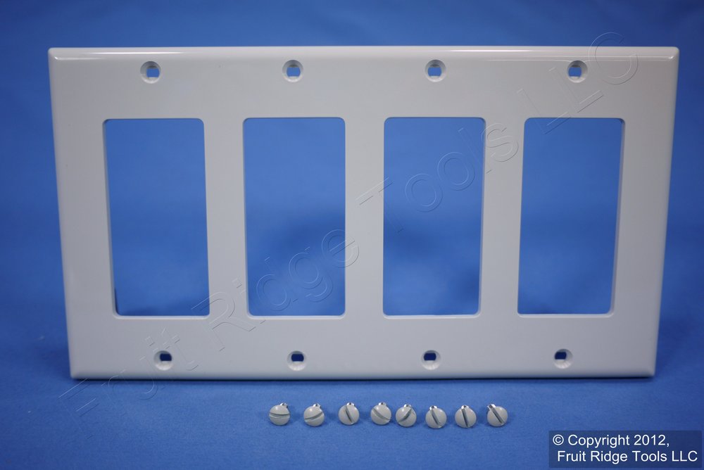 Leviton 80412-NT Light Almond 4-Gang Unbreakable Nylon 4-Decora Wallplate Cover