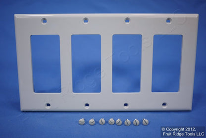 Leviton 80412-NT Light Almond 4-Gang Unbreakable Nylon 4-Decora Wallplate Cover
