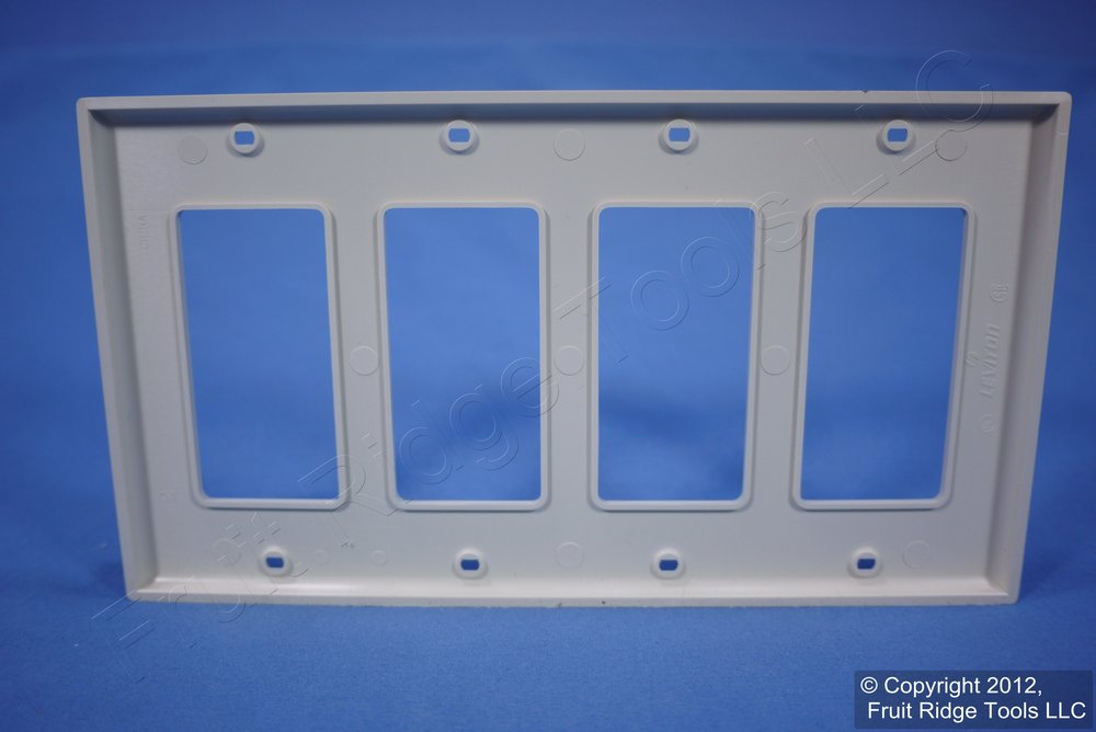 Leviton 80412-NT Light Almond 4-Gang Unbreakable Nylon 4-Decora Wallplate Cover