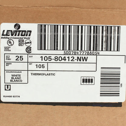 Leviton 80412-NW White Unbreakable Decora 4-Gang Wallplates GFCI Covers 25-Pack