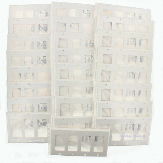Leviton 80412-NW White Unbreakable Decora 4-Gang Wallplates GFCI Covers 25-Pack