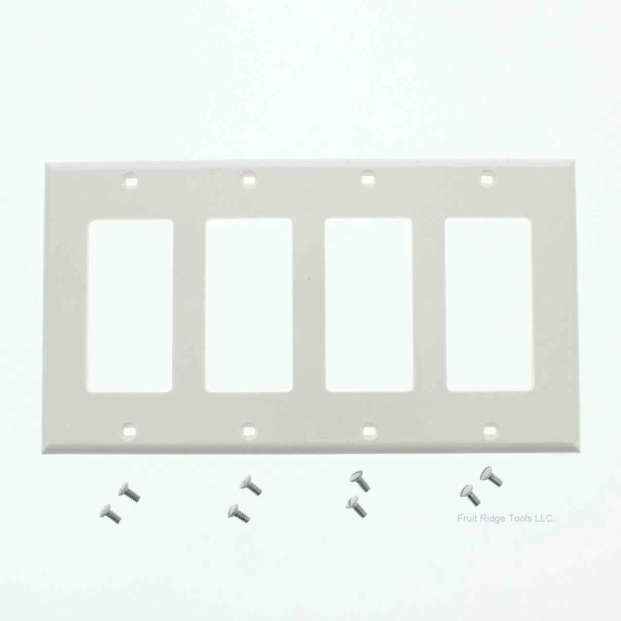 Leviton 80412-NW White Unbreakable Decora 4-Gang Wallplates GFCI Covers 25-Pack