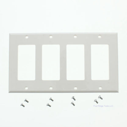Leviton 80412-NW White Unbreakable Decora 4-Gang Wallplates GFCI Covers 25-Pack