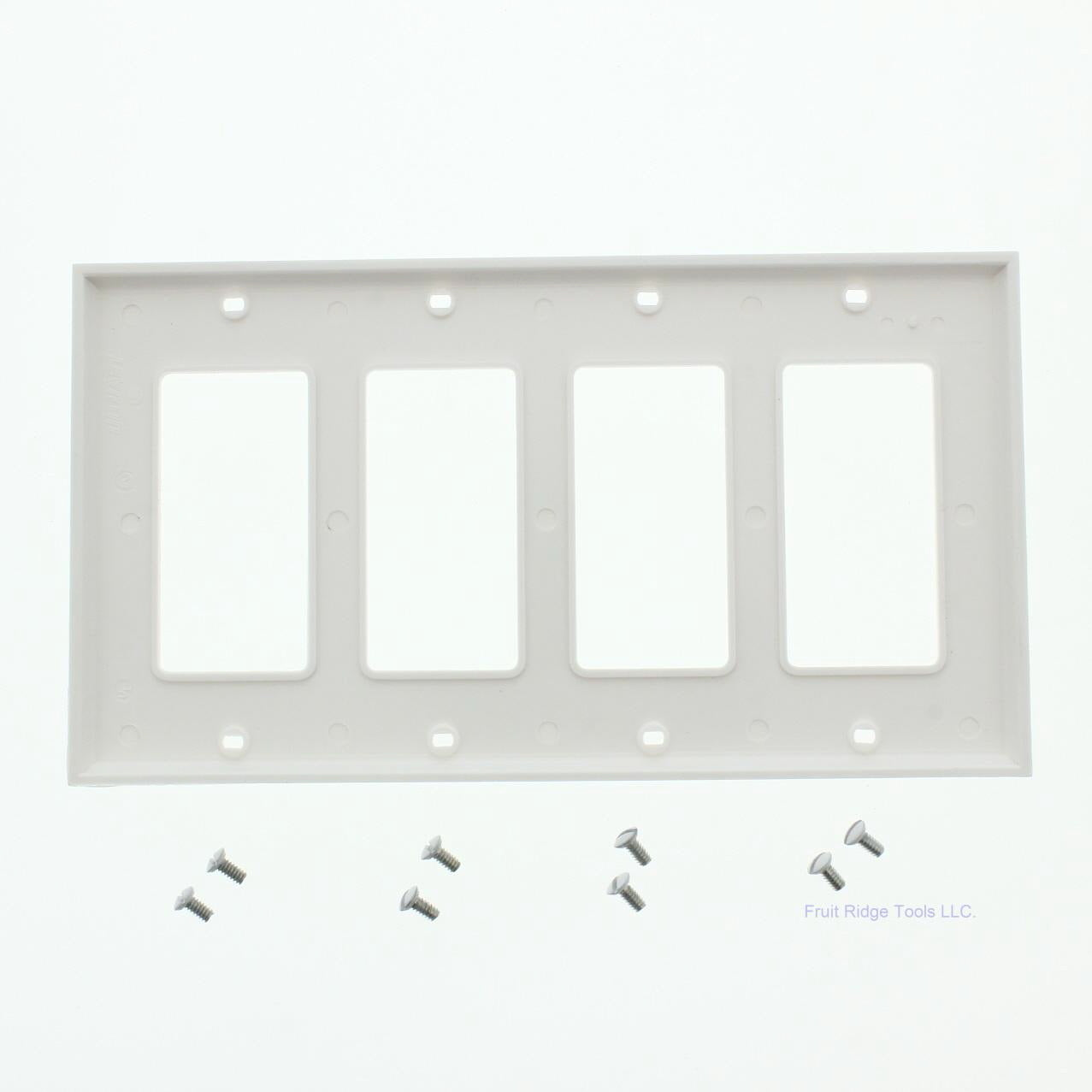 Leviton 80412-NW White Unbreakable Decora 4-Gang Wallplates GFCI Covers 25-Pack