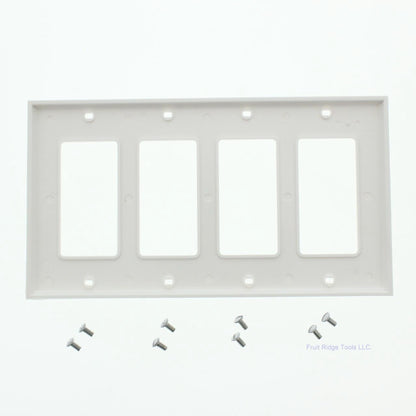 Leviton 80412-NW White Unbreakable Decora 4-Gang Wallplates GFCI Covers 25-Pack