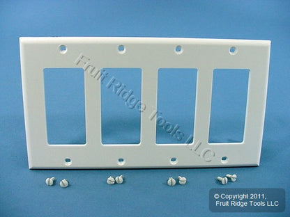 Leviton 80412-NW White 4-Gang Decora Unbreakable Nylon Standard Wallplate Cover