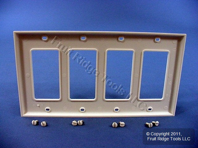 Leviton 80412-NW White 4-Gang Decora Unbreakable Nylon Standard Wallplate Cover