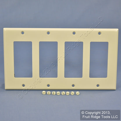 Leviton 80412-T Light Almond 4-Gang Standard 4-Decora Plastic Wallplate Cover