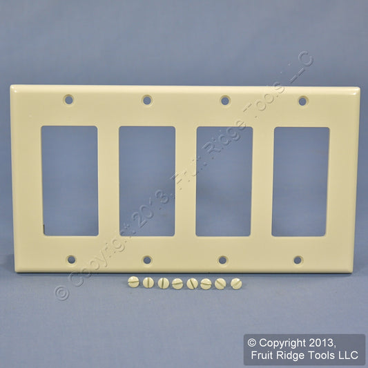 Leviton 80412-T Light Almond 4-Gang Standard 4-Decora Plastic Wallplate Cover