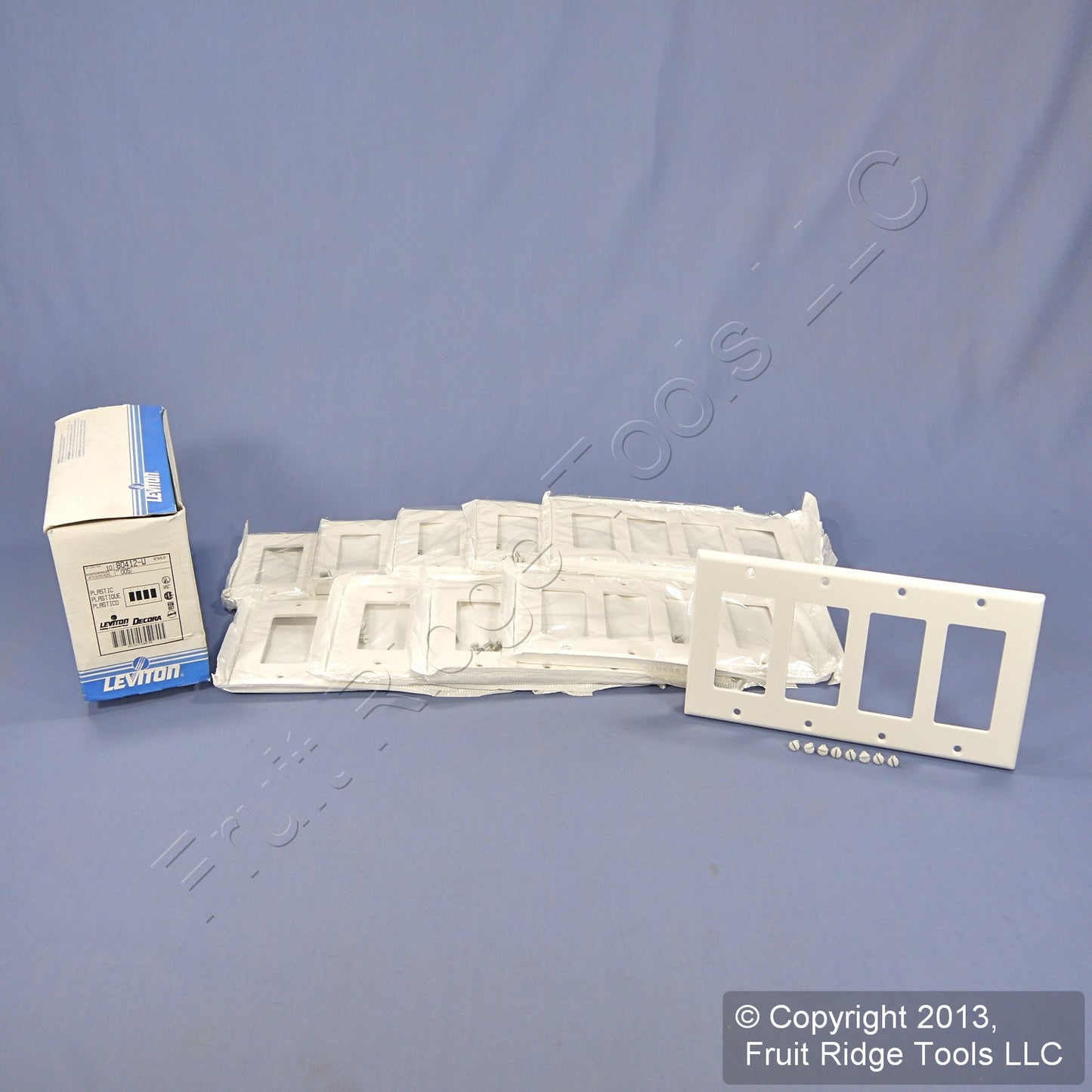 Leviton 80412-W White 4-Gang 4-Decora Plastic Standard Wallplate Cover 10-pack